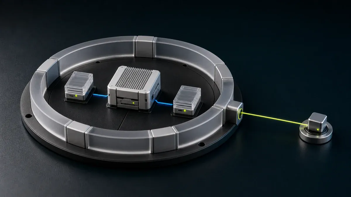 An edge node operating inside a segmented on-premises network with one controlled outbound path