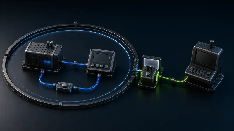 A gated support path reaching the PLC and HMI without bypassing local control