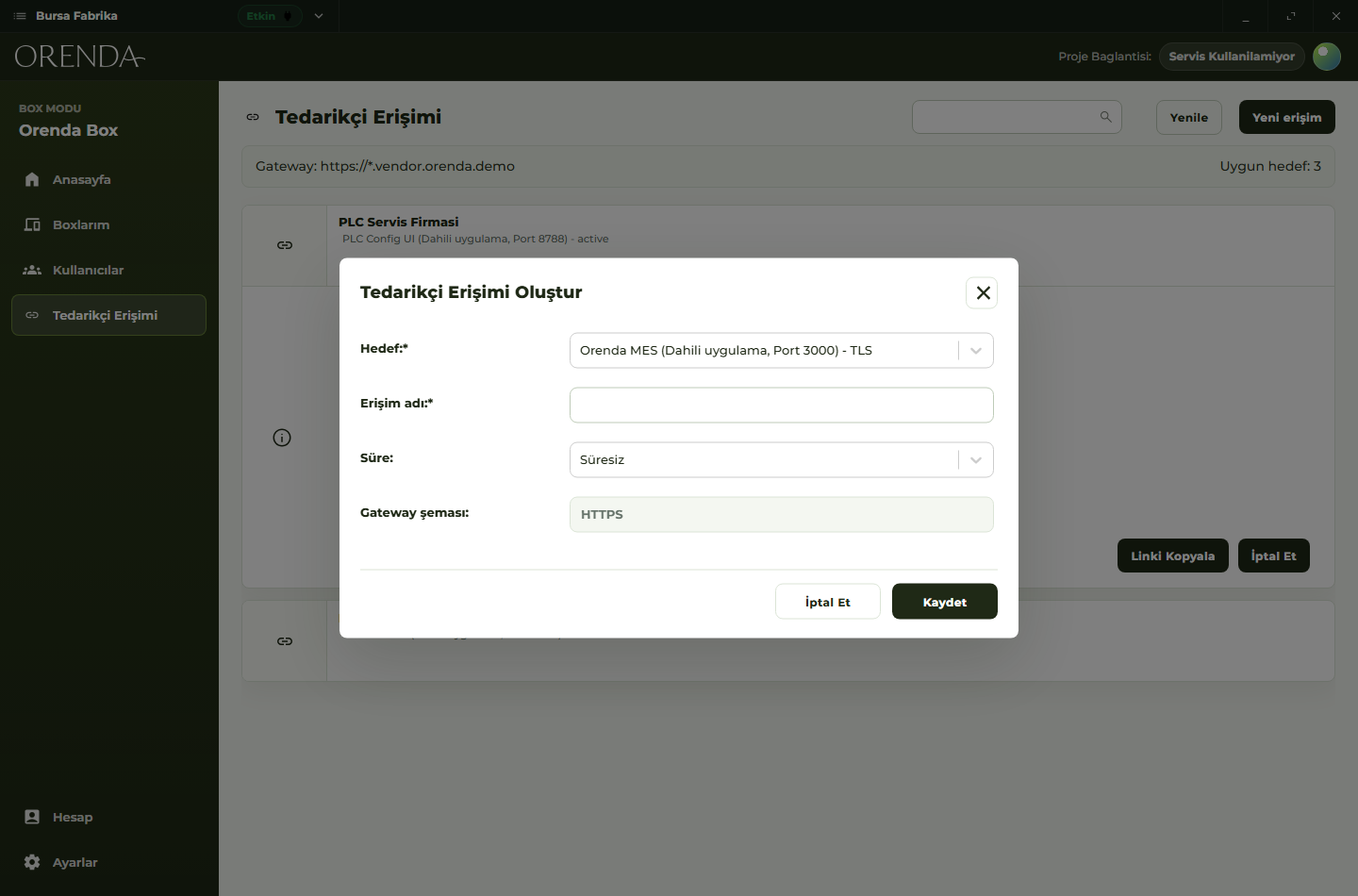 Orenda Connect target-scoped partner link screen